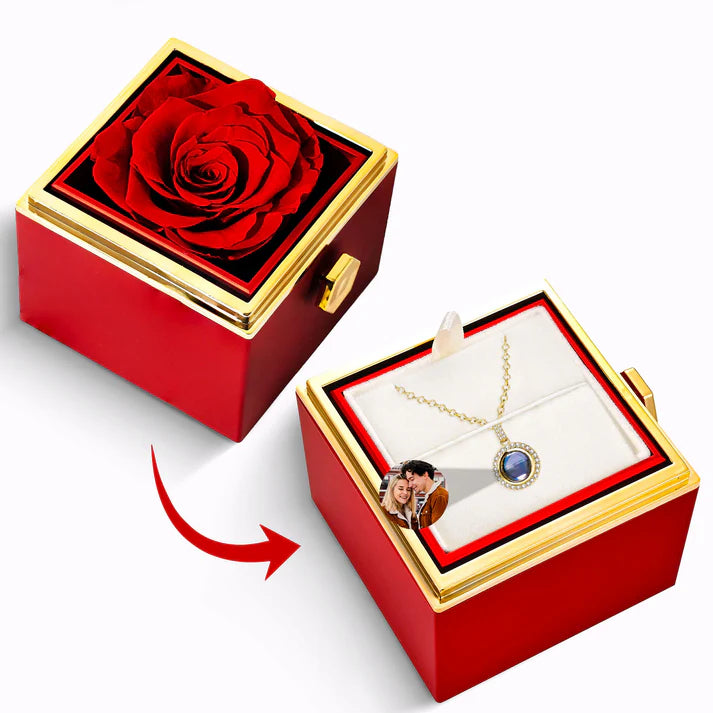 Estuche Rosa Eterna – Collar Eco del Tiempo con Foto Personalizada