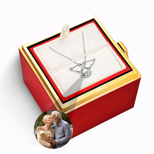 Estuche Rosa Eterna – Collar de Ángel con Foto Personalizada