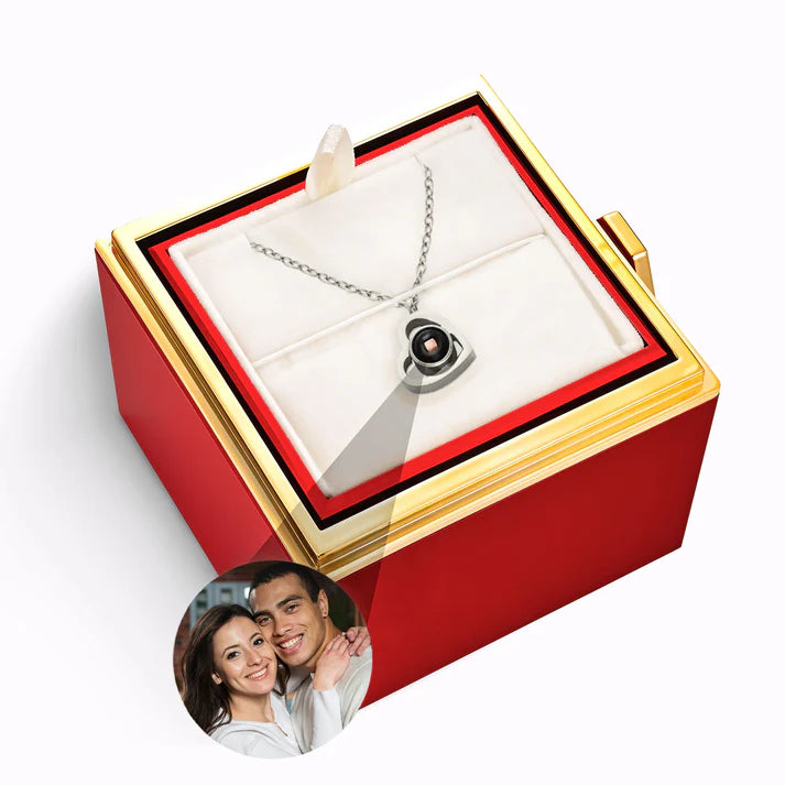 Estuche Rosa Eterna – Collar Corazón con Foto Personalizada