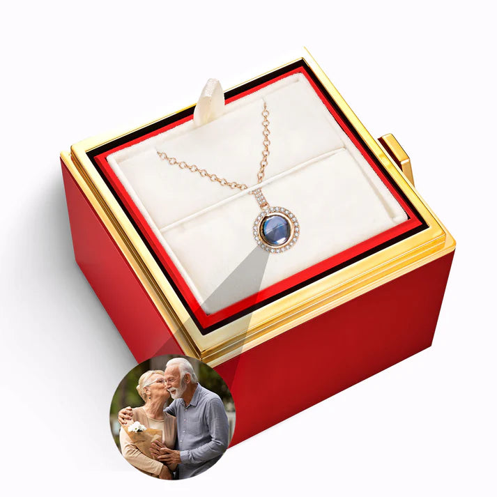 Estuche Rosa Eterna – Collar Eco del Tiempo con Foto Personalizada