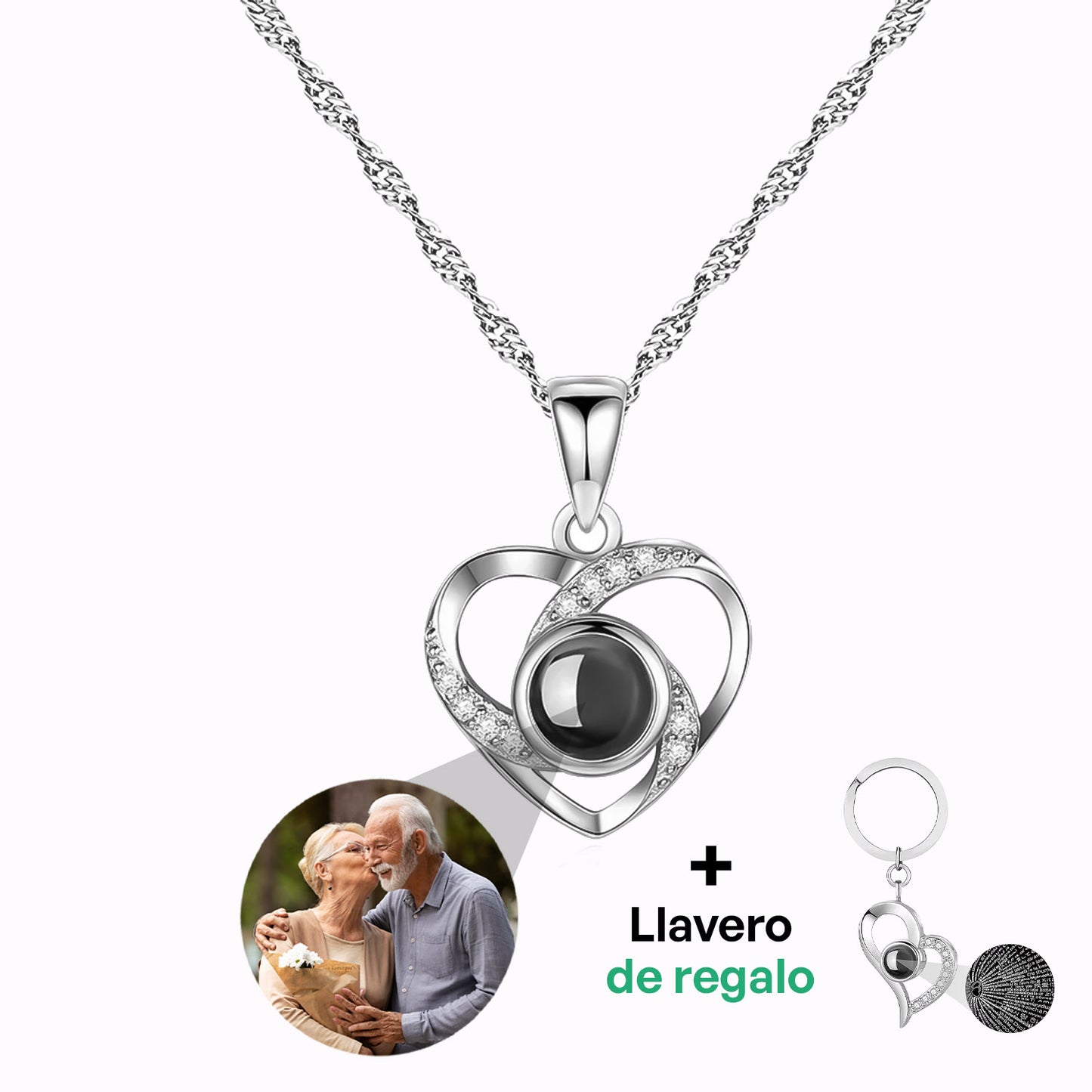 Collar Luz del Corazón con Foto Personalizada